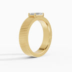 ATLAS emerald cut engagement maxi 5mm east-west ring in white gold - side view