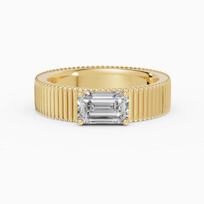 Anillo de compromiso ATLAS esmeralda compromiso maxi 5mm east-west en oro amarillo 18k