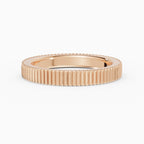 ATLAS flat grooved comfort fit 3mm wedding band in 18k rose gold - top view
