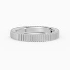 ATLAS flat grooved comfort fit 3mm wedding band in 14k yellow gold - perspective