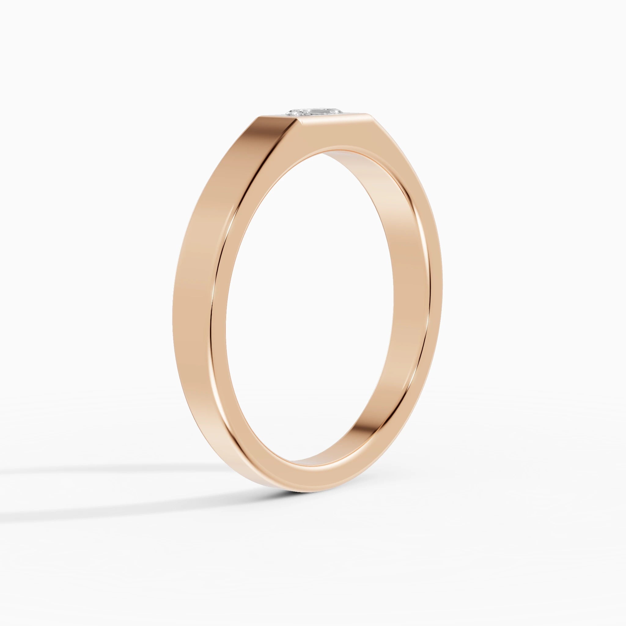 Anillo de compromiso Basalt en oro rosa de 4 mm vista lateral