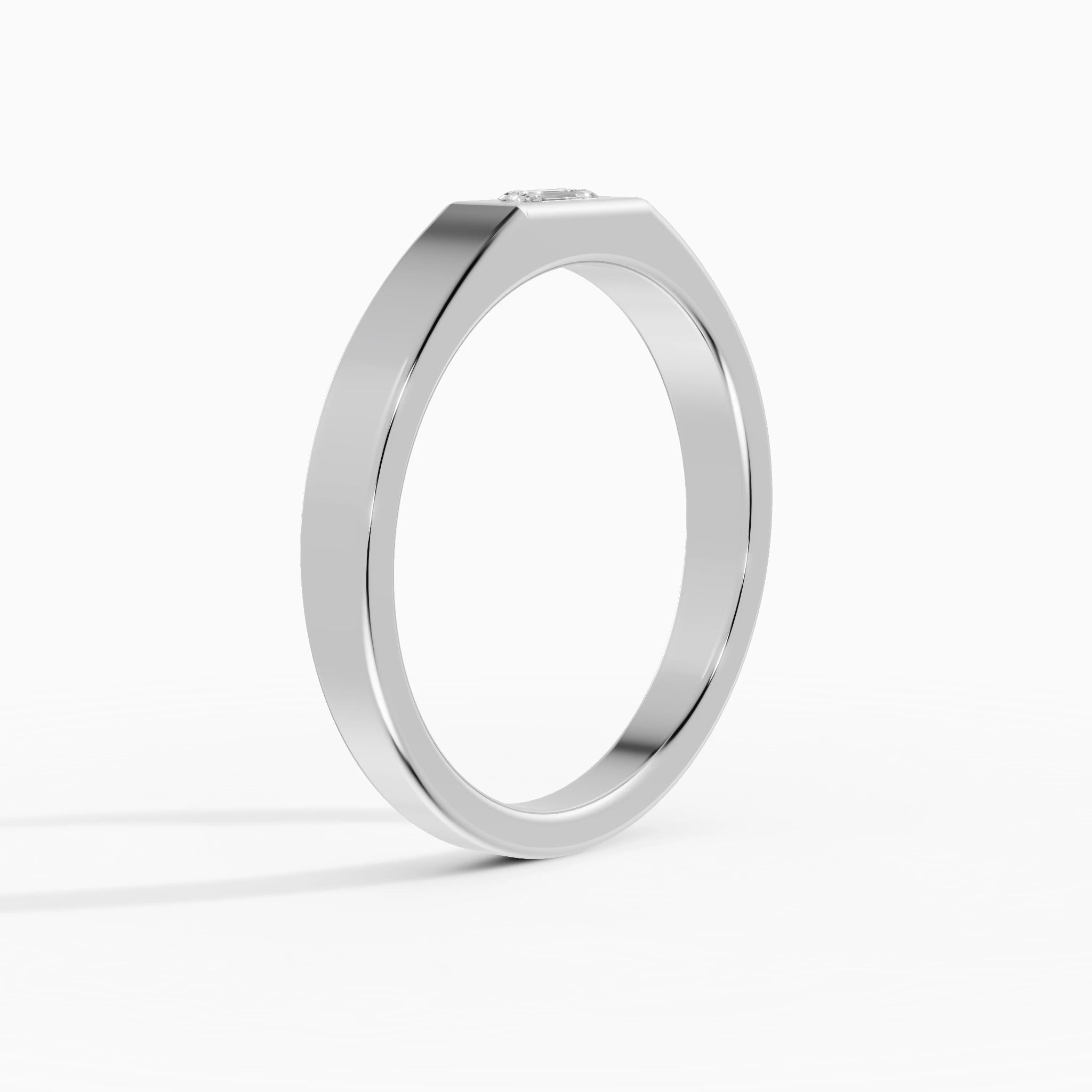 Anillo de compromiso Basalt en oro blanco de 4 mm vista lateral