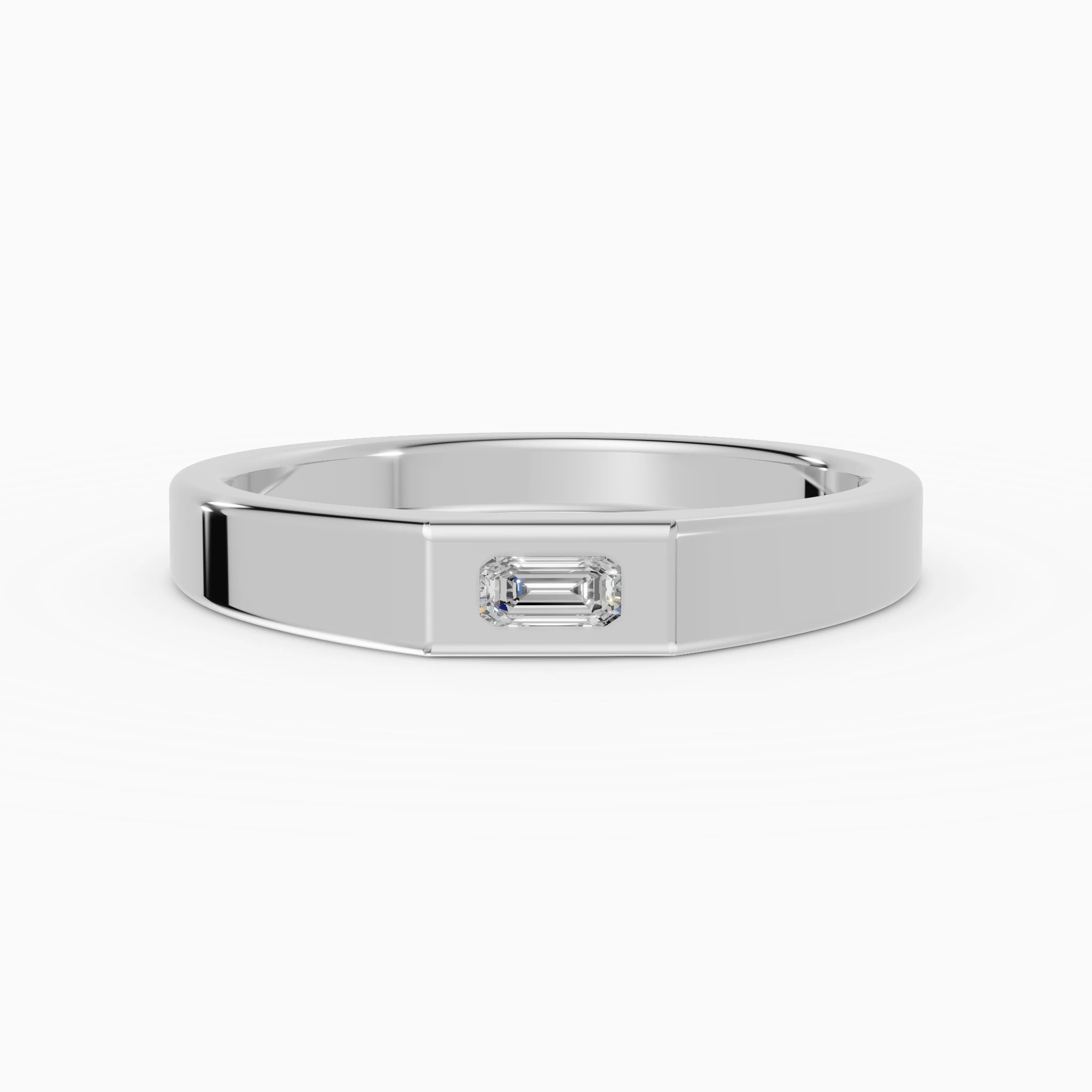 Anillo de compromiso Basalt en oro blanco de 4 mm