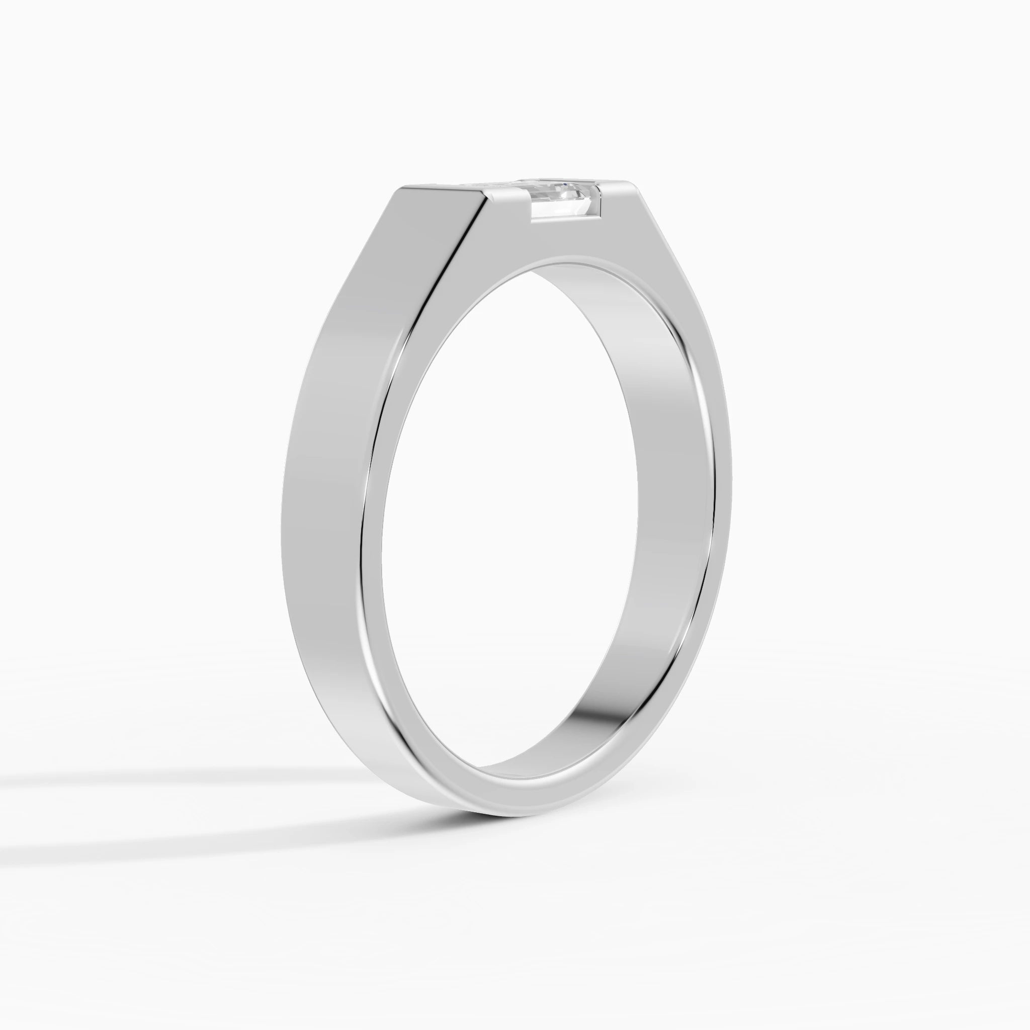 Anillo de compromiso Basalt en oro blanco de 5 mm vista lateral