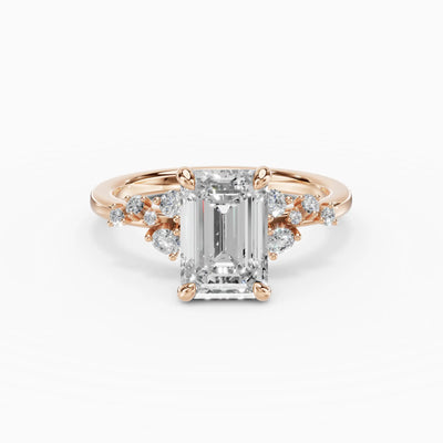 Anillo de compromiso JASMINE esmeralda clúster - medidas
