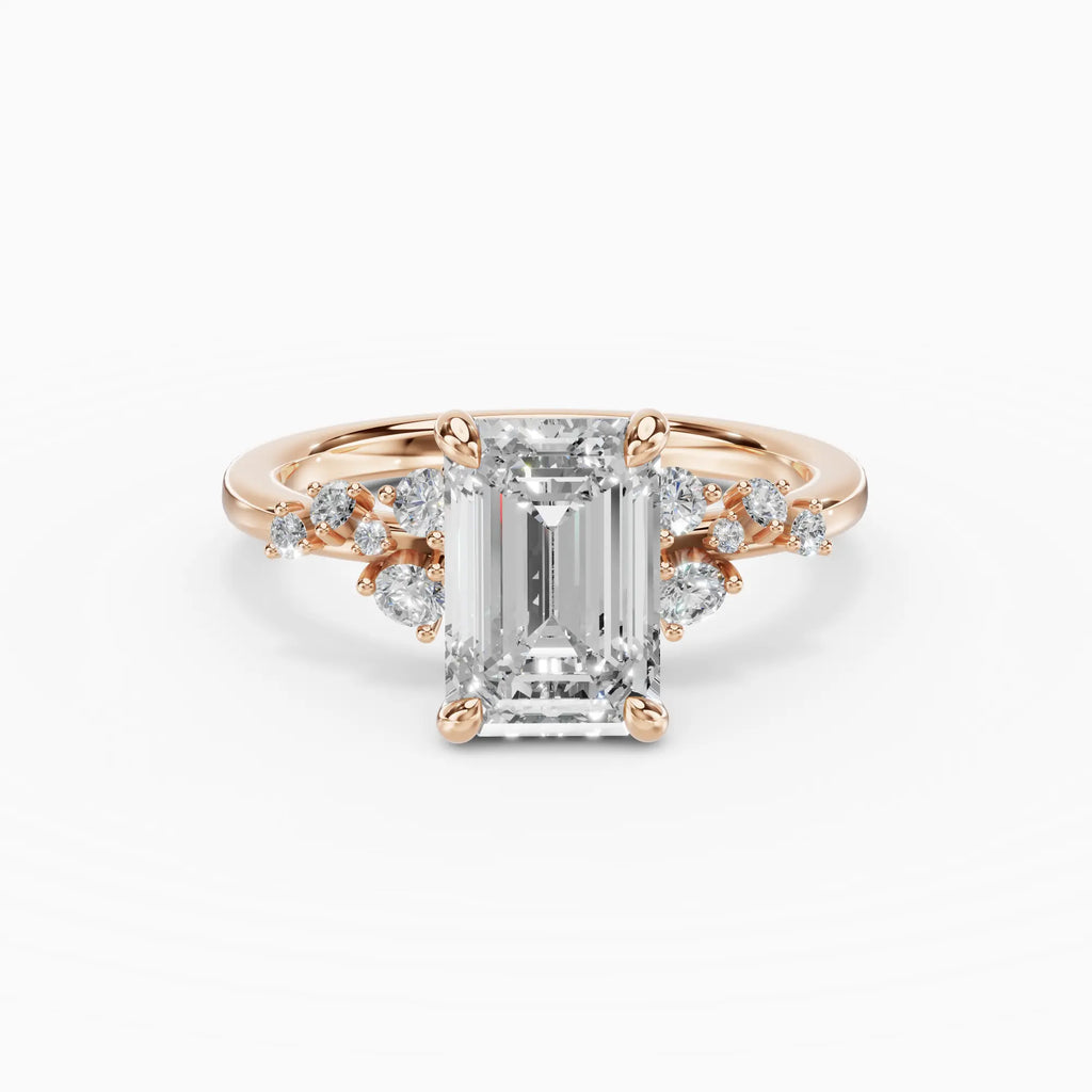 Anillo de compromiso JASMINE esmeralda clúster - medidas