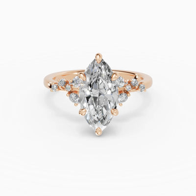 Anillo de compromiso JASMINE marquesa clúster - medidas