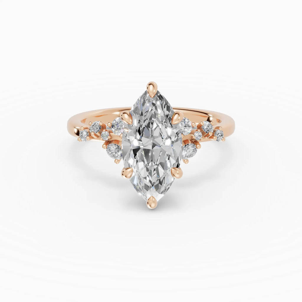 Anillo de compromiso JASMINE marquesa clúster - medidas