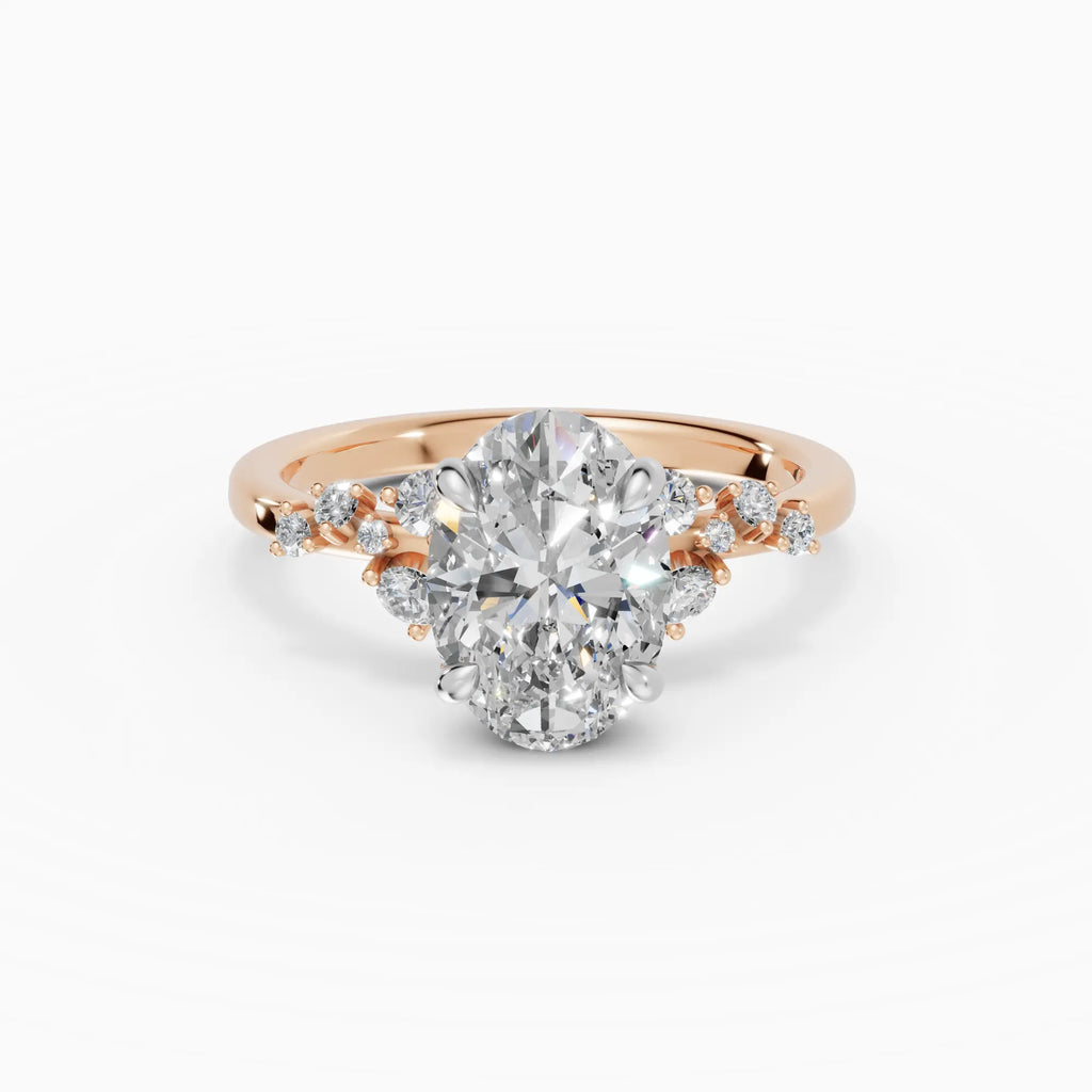 Anillo de compromiso JASMINE oval clúster