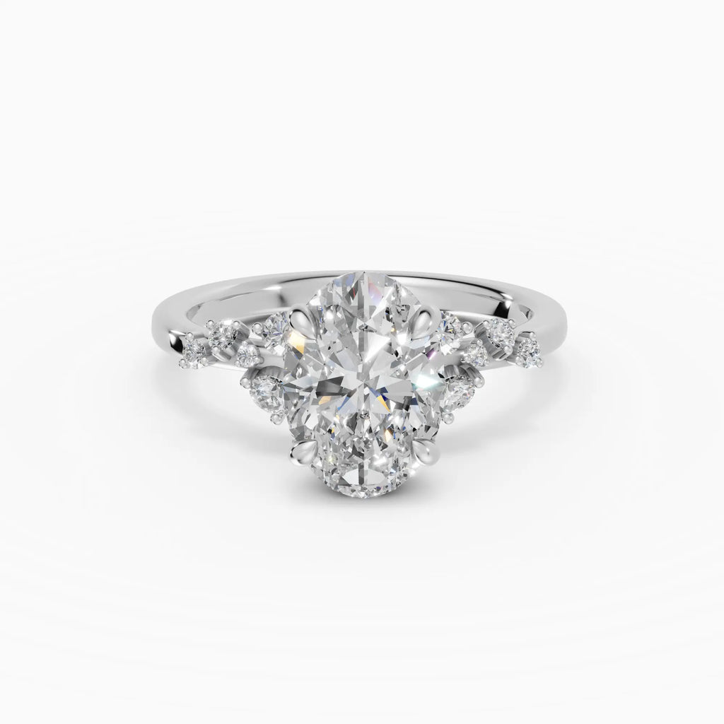 Anillo de compromiso JASMINE oval clúster - detalle banda