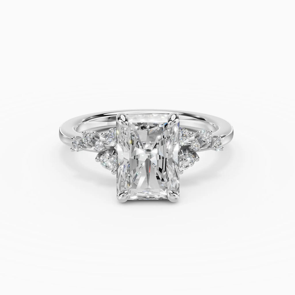 Anillo de compromiso JASMINE radiante clúster - detalle banda