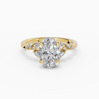 JASMINE oval cluster engagement ring in 18k yellow gold
