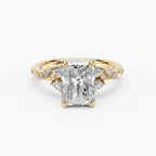 JASMINE radiant cluster engagement ring in 18k yellow gold