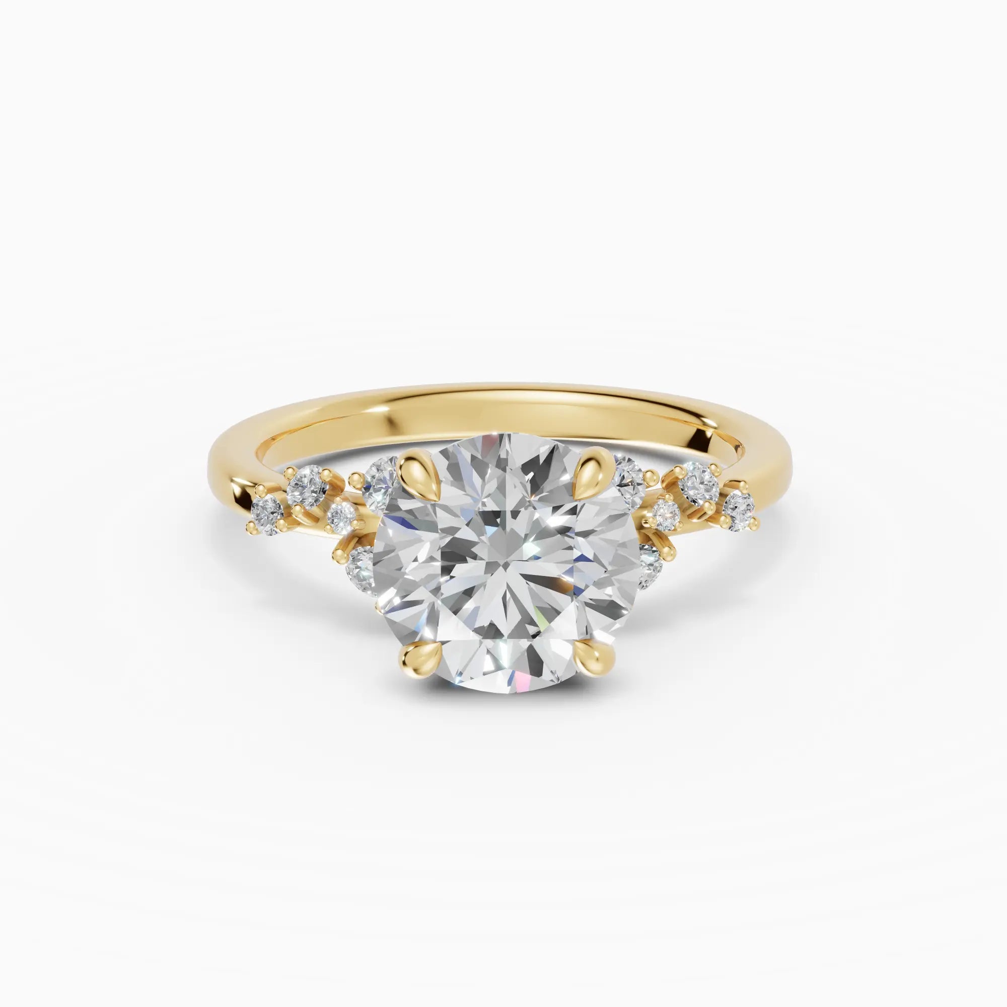 Anillo de compromiso JASMINE brillante clúster en oro amarillo 18k