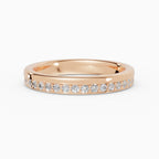 LUX flat comfort fit 3mm pavé wedding band in 14k yellow gold - perspective