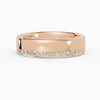 LUX flat comfort fit 5mm pavé wedding band in 14k yellow gold - perspective