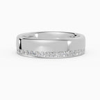 LUX flat comfort fit 5mm pavé wedding band in 18k rose gold - top view