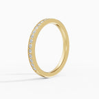 LUX flat comfort fit 2mm pavé wedding band in white gold - side view