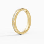 LUX flat comfort fit 3mm pavé wedding band in white gold - side view