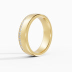 LUX flat comfort fit 5mm pavé wedding band in white gold - side view