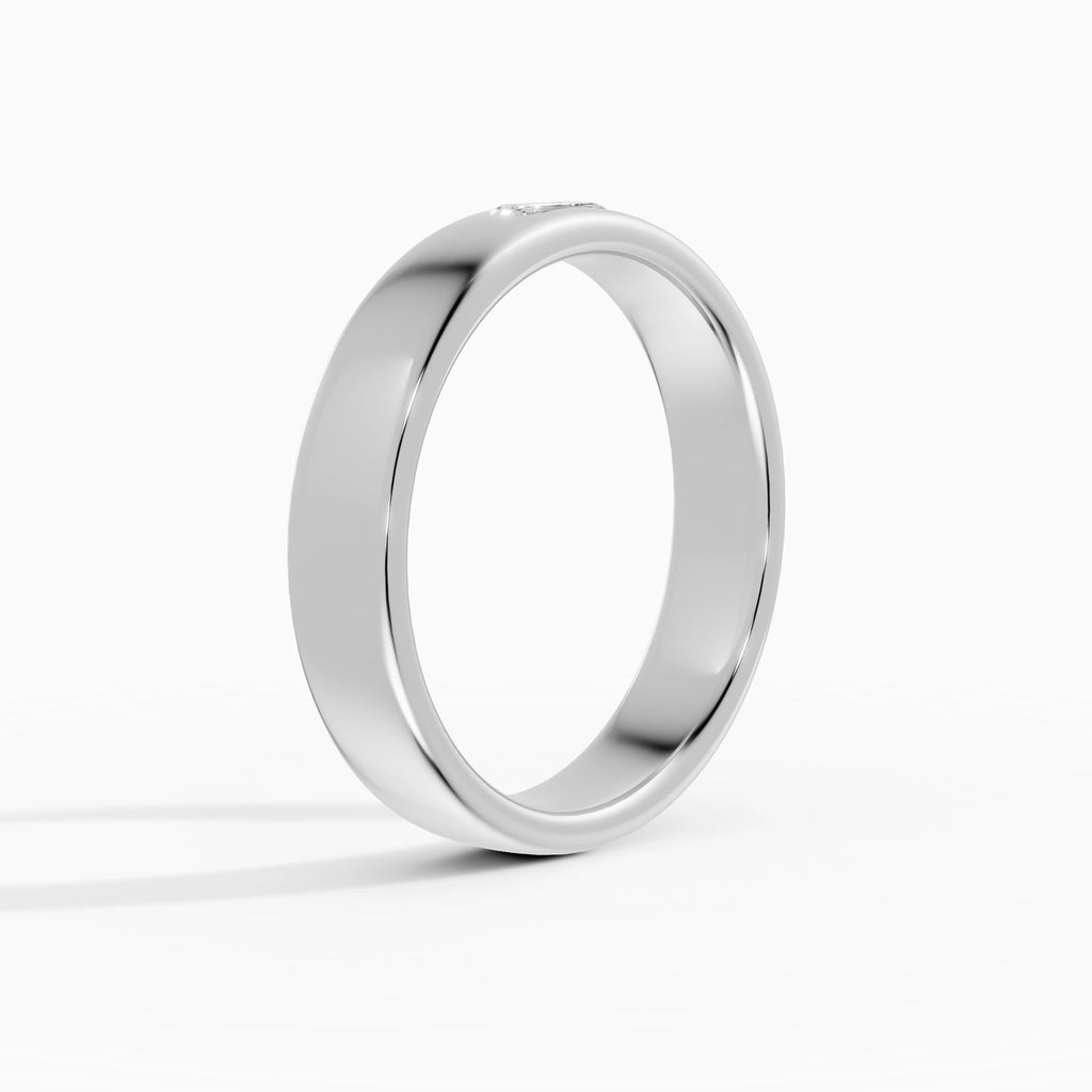 Anillo de compromiso Lux en oro blanco de 4 mm con diamante corte esmeralda 2 x 4 mm vista lateral