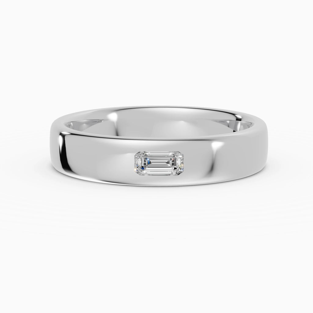 Anillo de compromiso Lux en oro blanco de 4 mm con diamante corte esmeralda 2 x 4 mm
