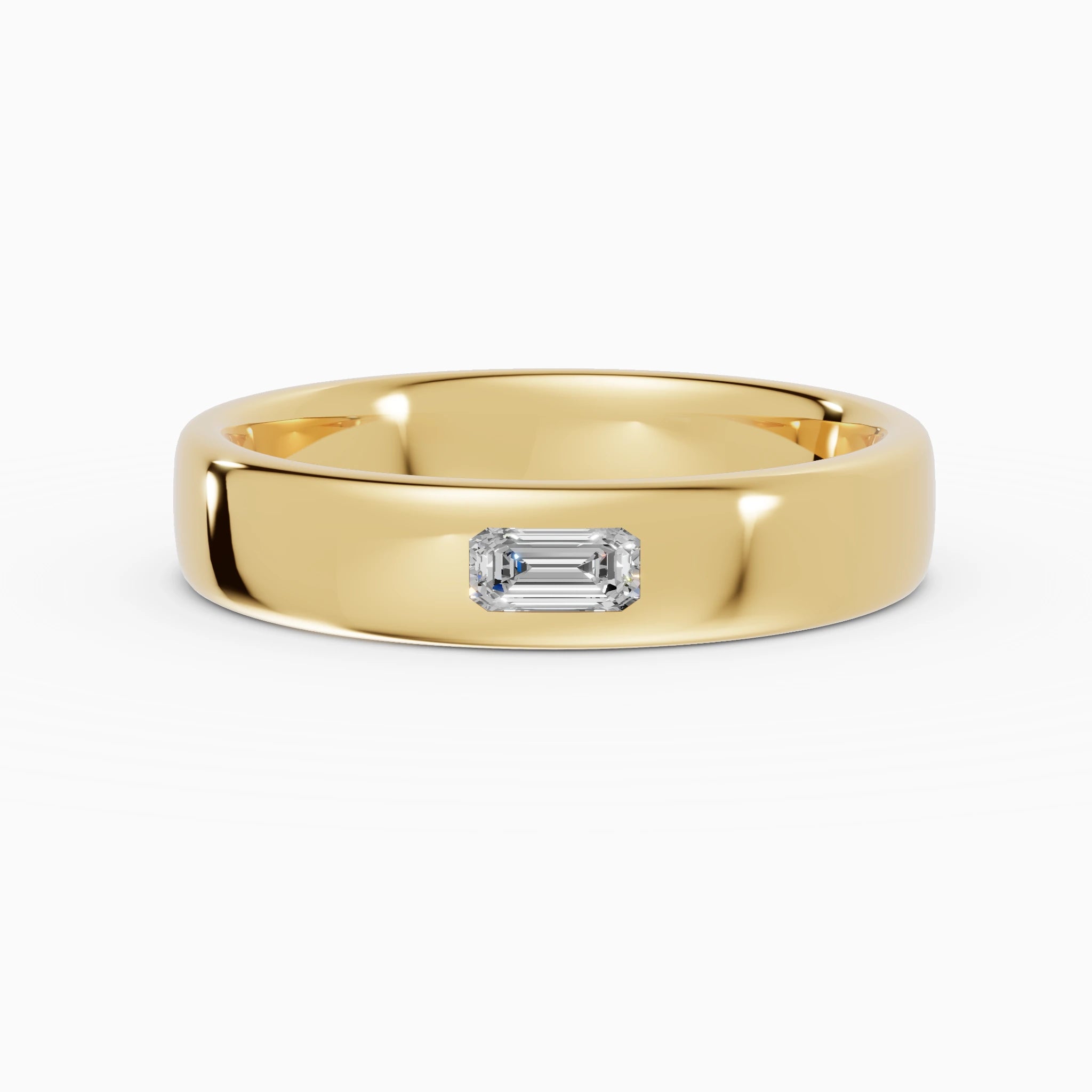 Anillo de compromiso Lux en oro amarillo de 4 mm con diamante corte esmeralda 2 x 4 mm