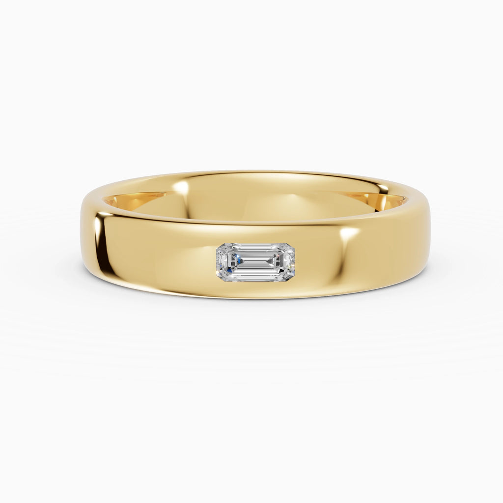 Anillo de compromiso Lux en oro amarillo de 4 mm con diamante corte esmeralda 2 x 4 mm