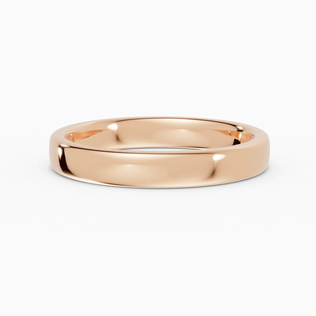 Alianza de boda LUX plana confort fit 3mm en oro amarillo 14k - perspectiva