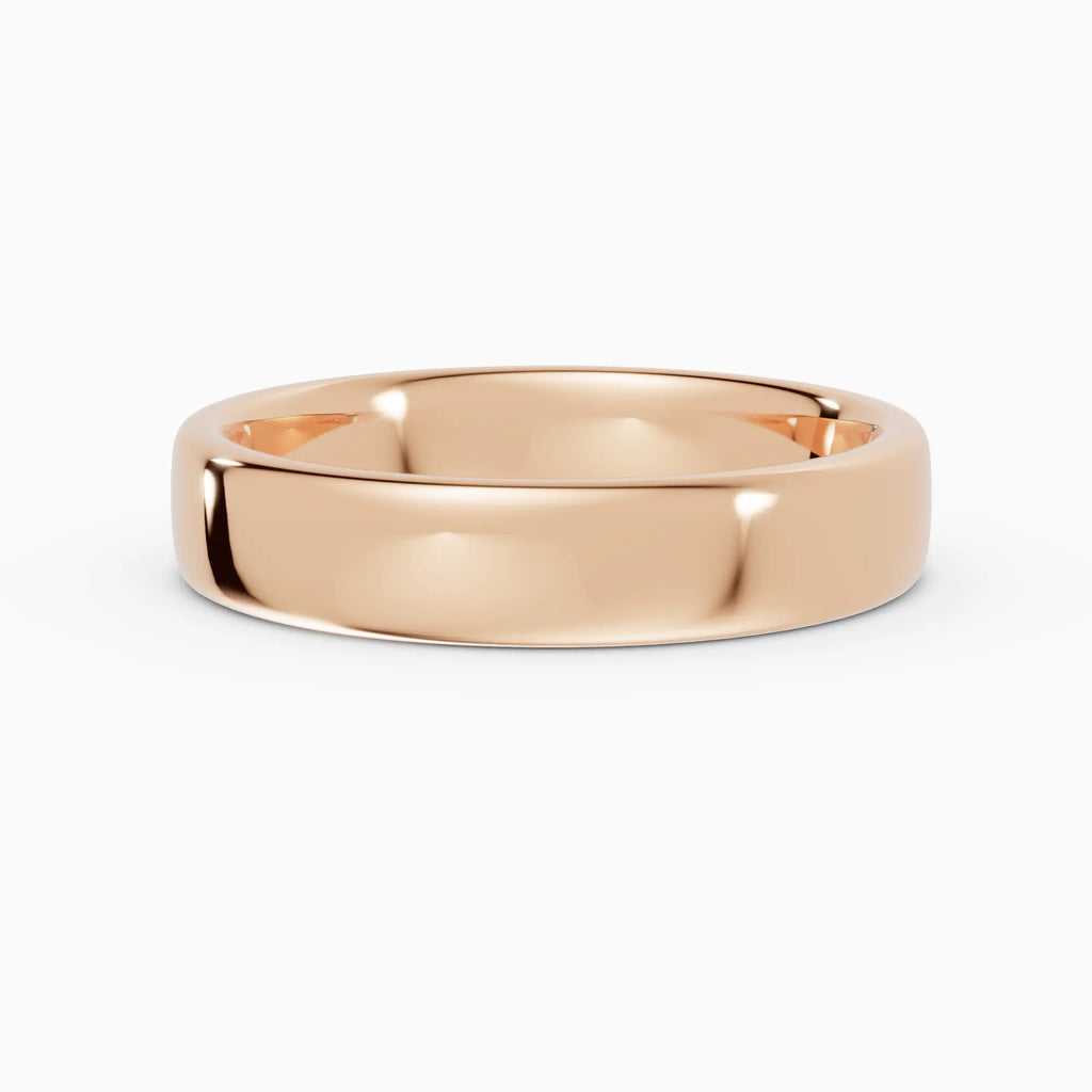 Alianza de boda LUX plana confort fit 4mm en oro rosa 18k - vista superior