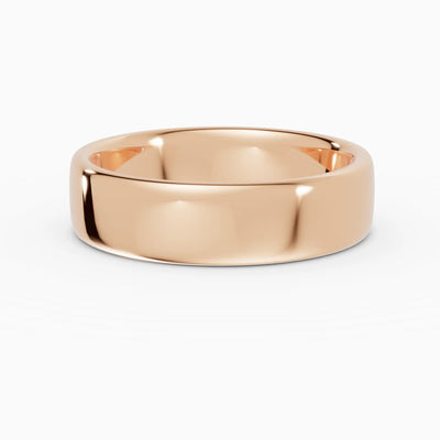 Alianza de boda LUX plana confort fit 5mm en oro rosa 18k - vista superior