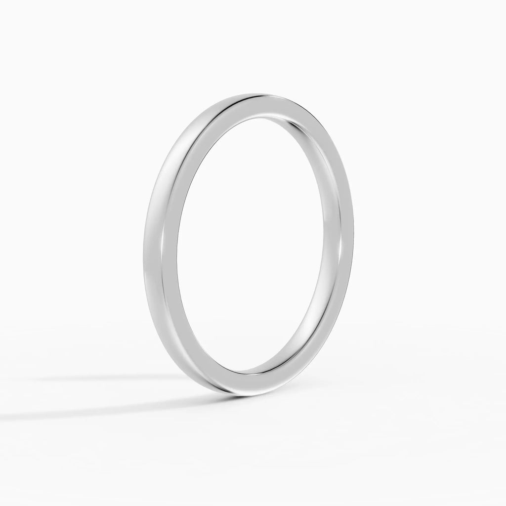 Alianza de boda LUX plana confort fit 2mm en platino - detalle engaste