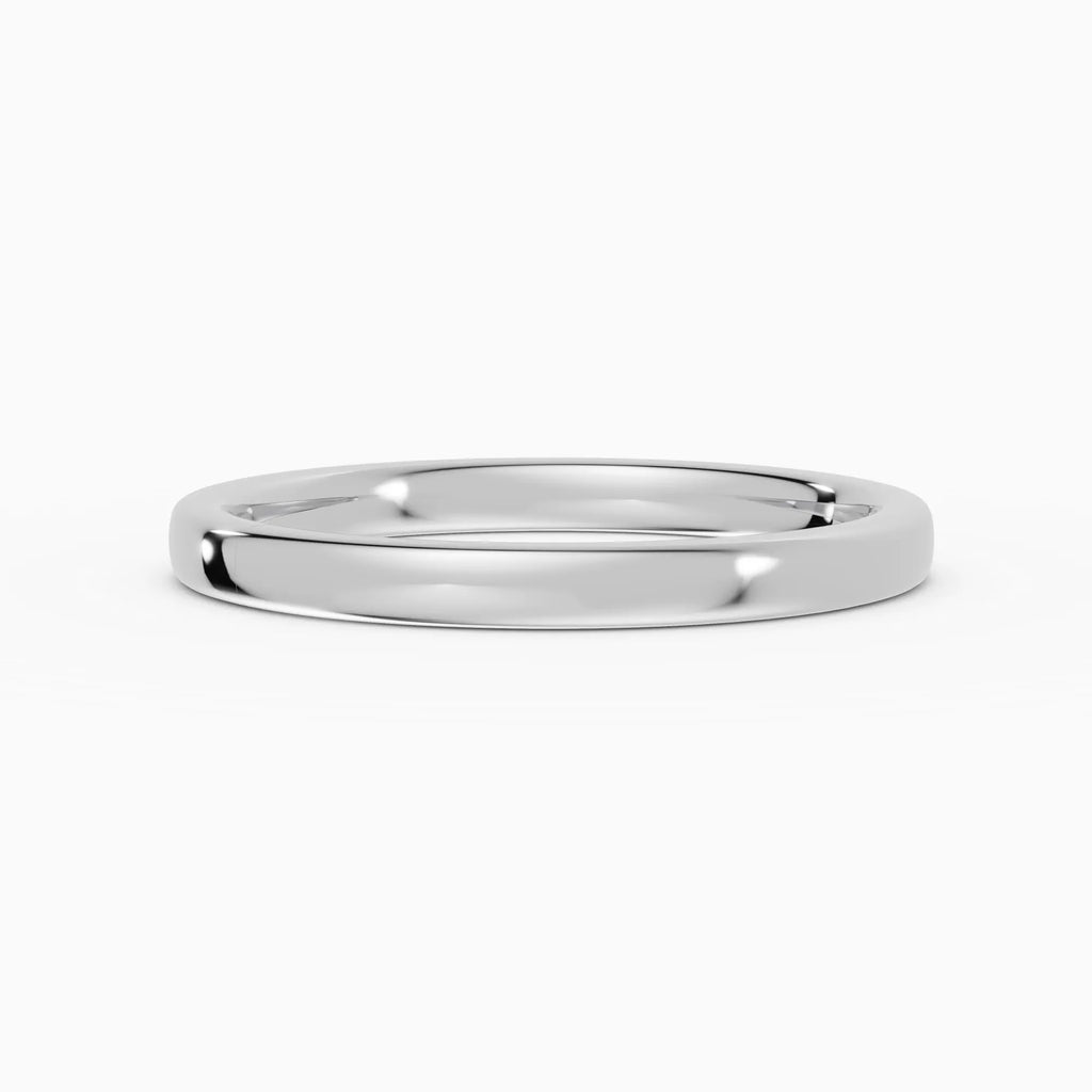 Alianza de boda LUX plana confort fit 2mm en oro blanco - vista lateral