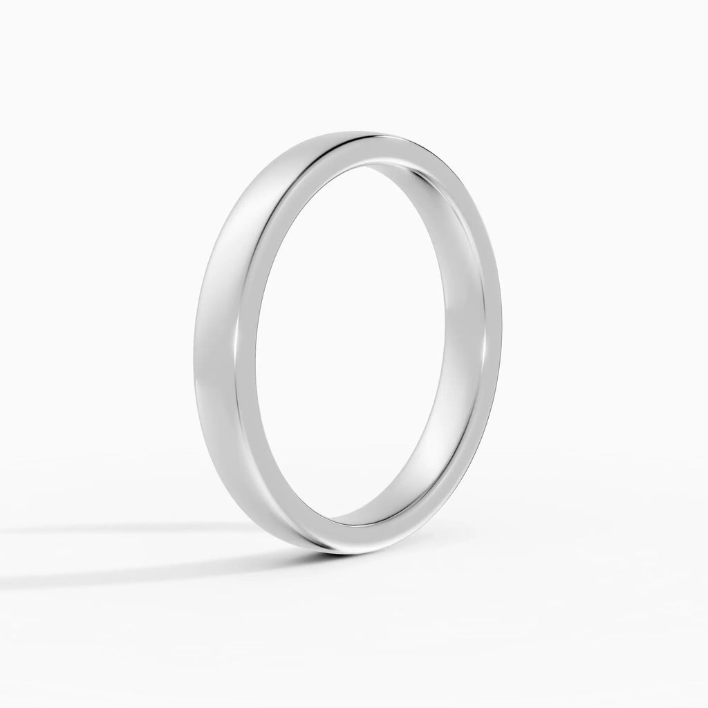 Alianza de boda LUX plana confort fit 3mm en platino - detalle engaste