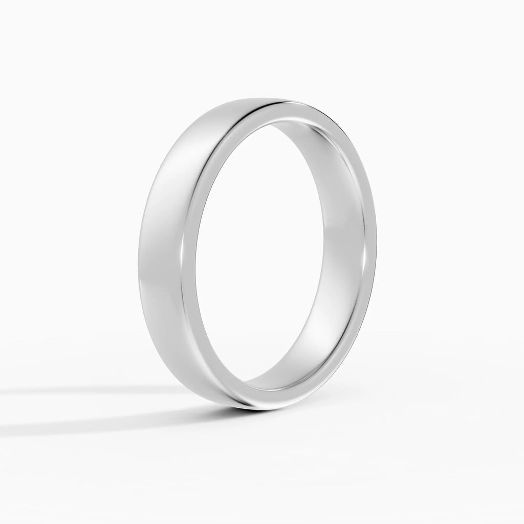 Alianza de boda LUX plana confort fit 4mm en oro amarillo 14k - perspectiva