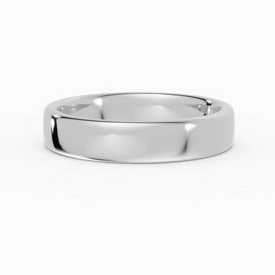 Alianza de boda LUX plana confort fit 4mm en oro blanco - vista lateral