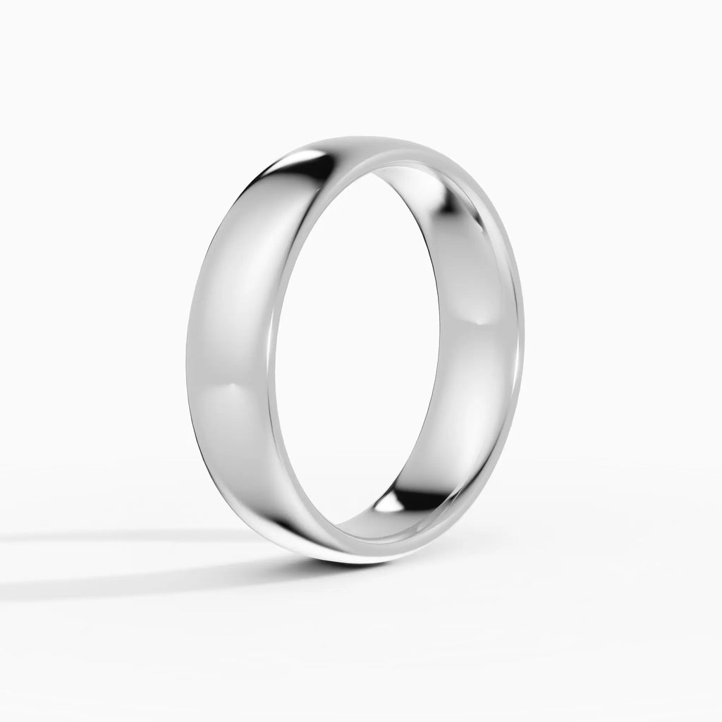 Alianza de boda LUX plana confort fit 5mm en oro amarillo 14k - perspectiva
