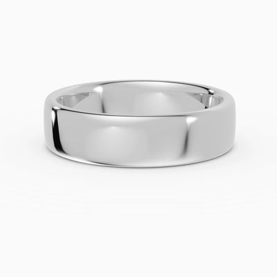 Alianza de boda LUX plana confort fit 5mm en oro blanco - vista lateral
