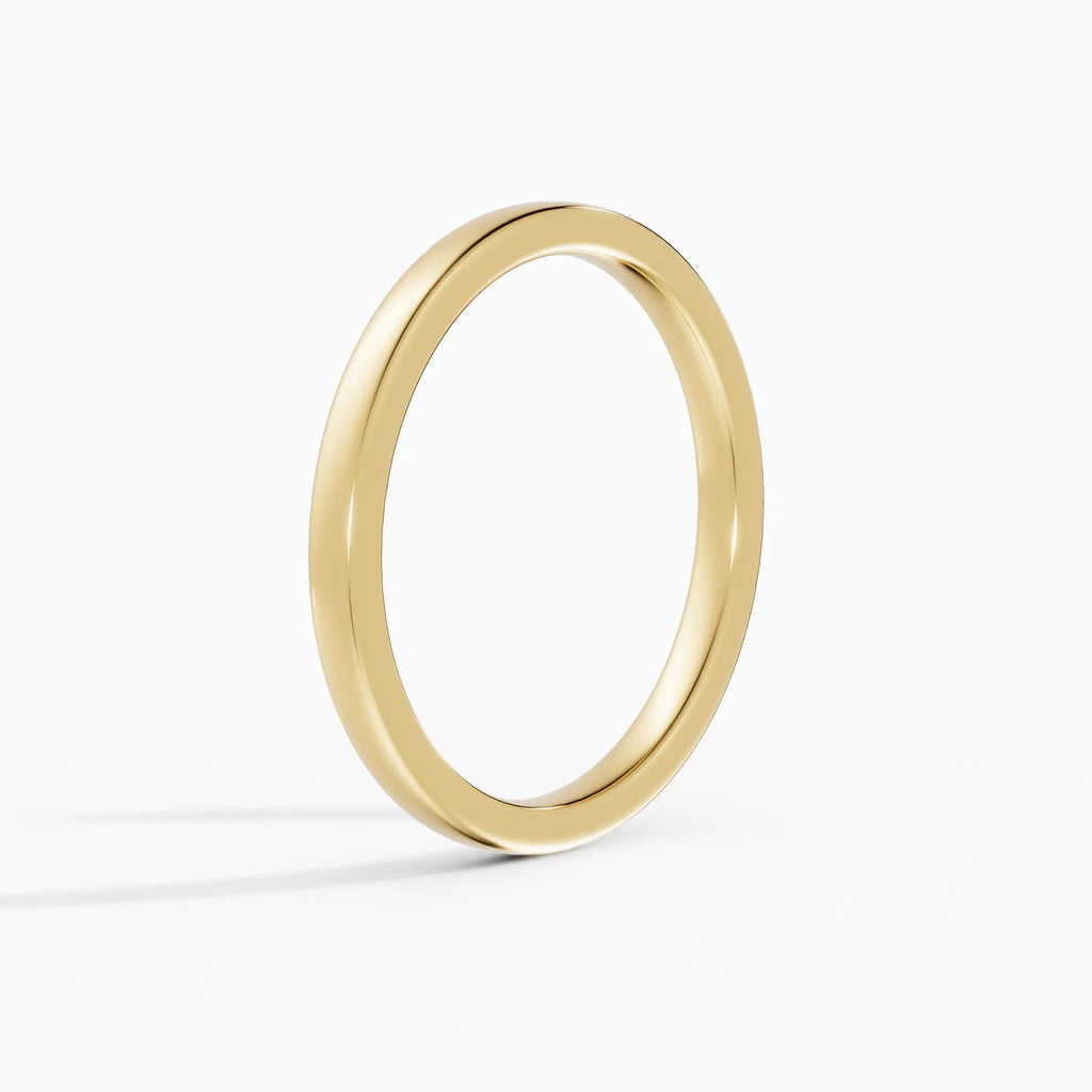 Alianza de boda LUX plana confort fit 2mm en oro amarillo 14k - perspectiva