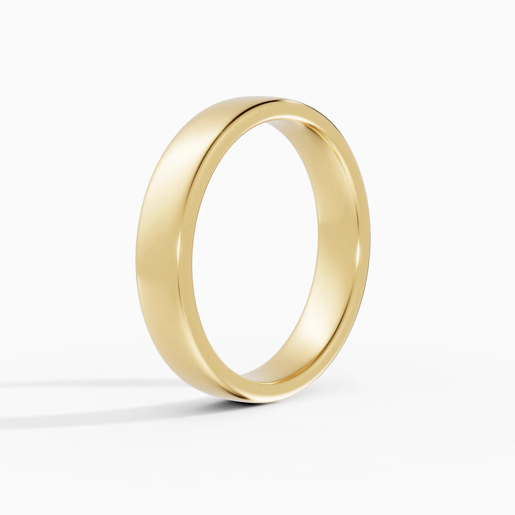 Alianza de boda LUX plana confort fit 4mm en platino - detalle engaste