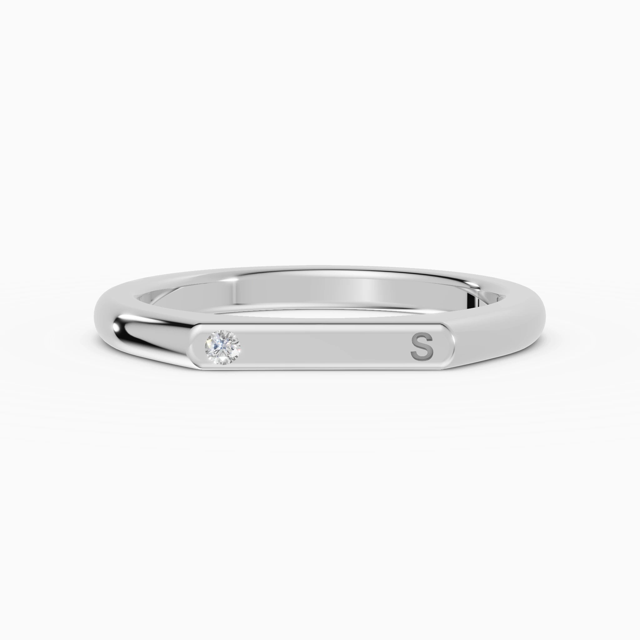Fede Nuziale Personalizzabile Iniziale Diamante 2mm | SOLEIL