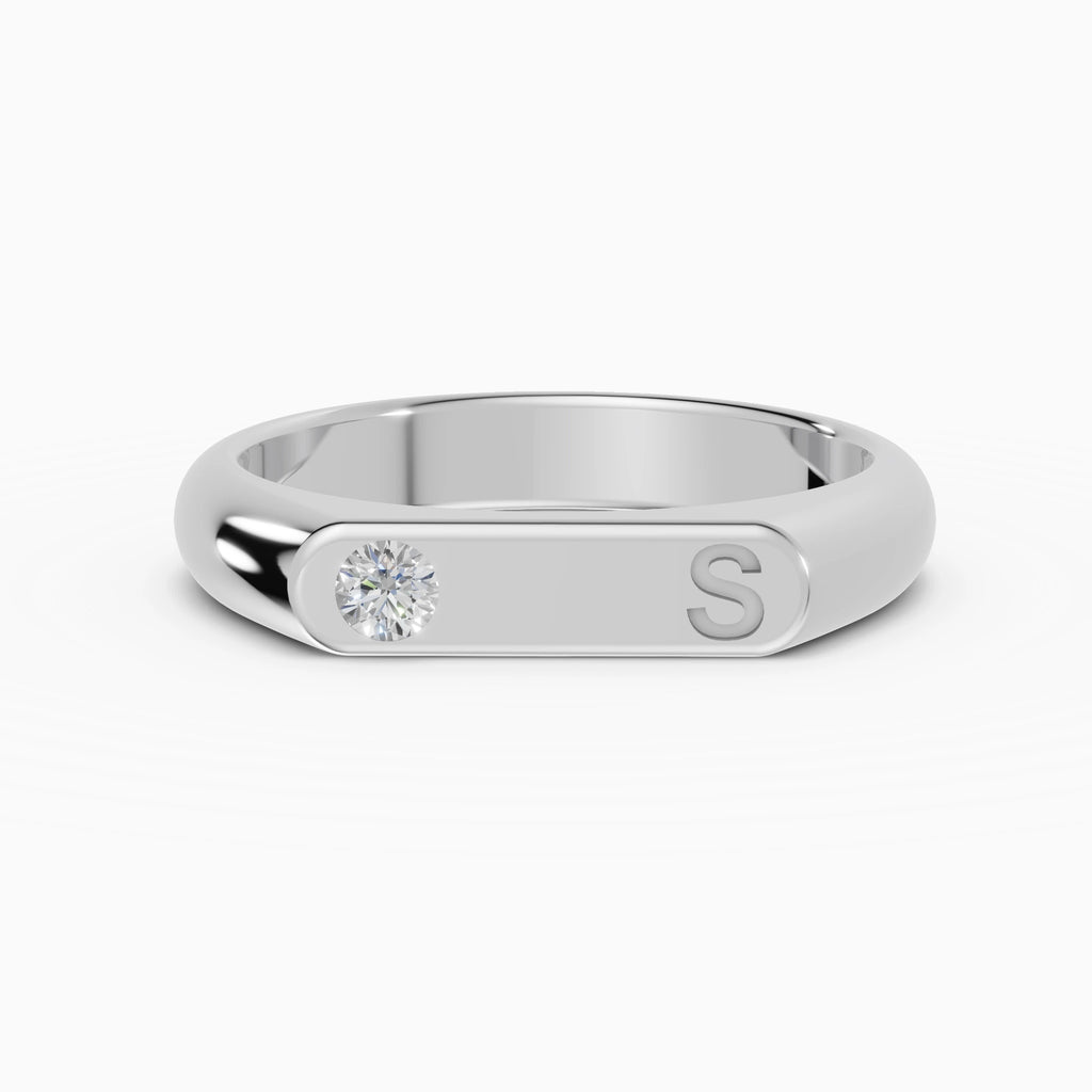 Fede Nuziale Personalizzabile Iniziale Diamante 4mm | SOLEIL