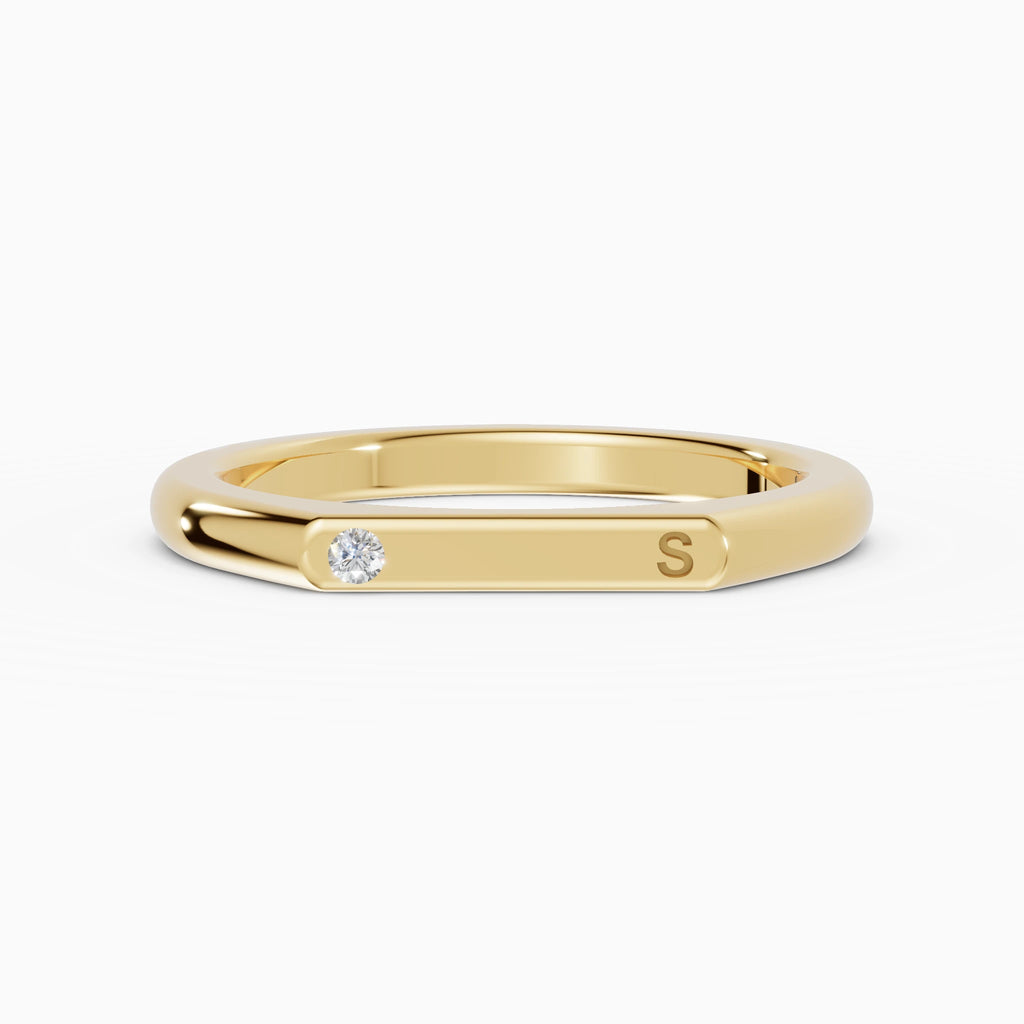 Fede Nuziale Personalizzabile Iniziale Diamante 2mm | SOLEIL