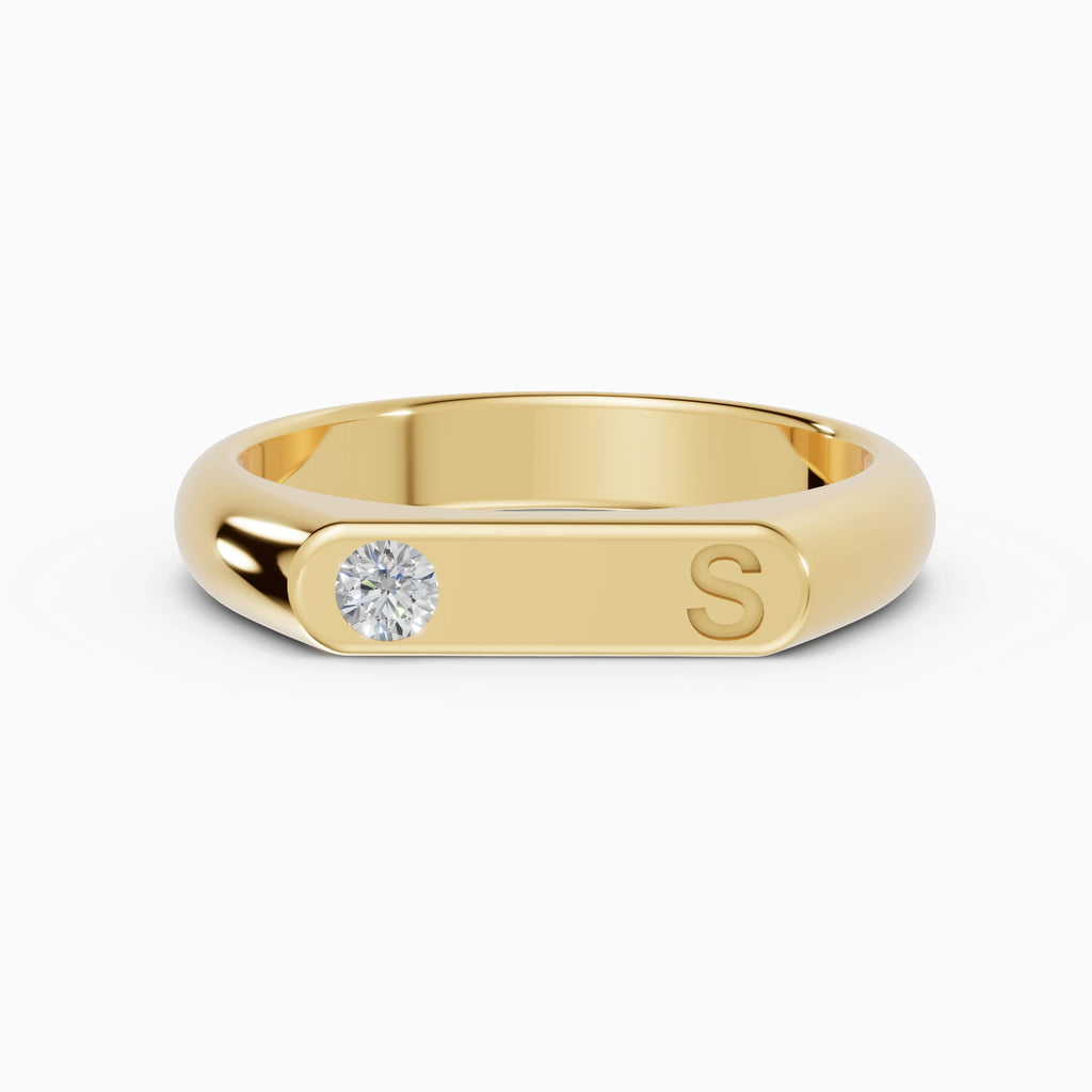 Fede Nuziale Personalizzabile Iniziale Diamante 4mm | SOLEIL