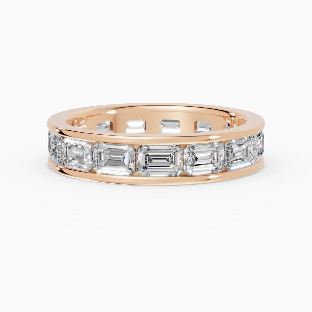 Anillo de compromiso Volta en oro rosa de 4 mm con diamante corte esmeralda 4x2,8 mm