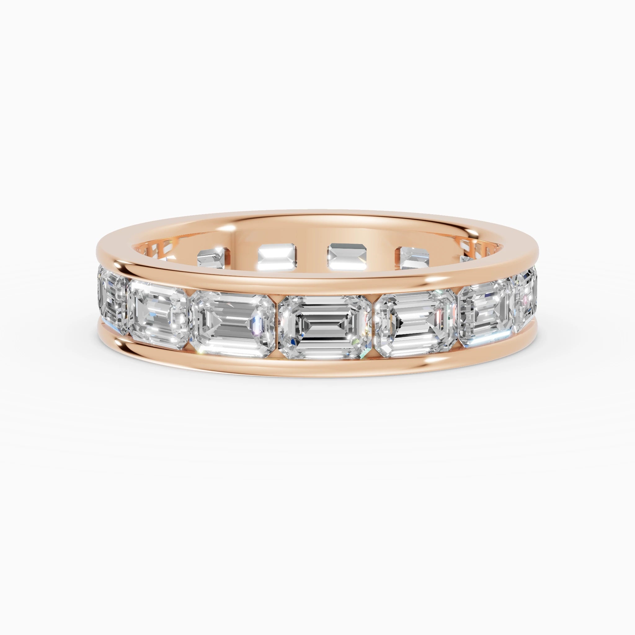 Anillo de compromiso Volta en oro rosa de 4 mm con diamante corte esmeralda 4x2,8 mm