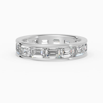 Anillo de compromiso Volta en oro blanco de 4 mm con diamante corte esmeralda 4x2,8 mm