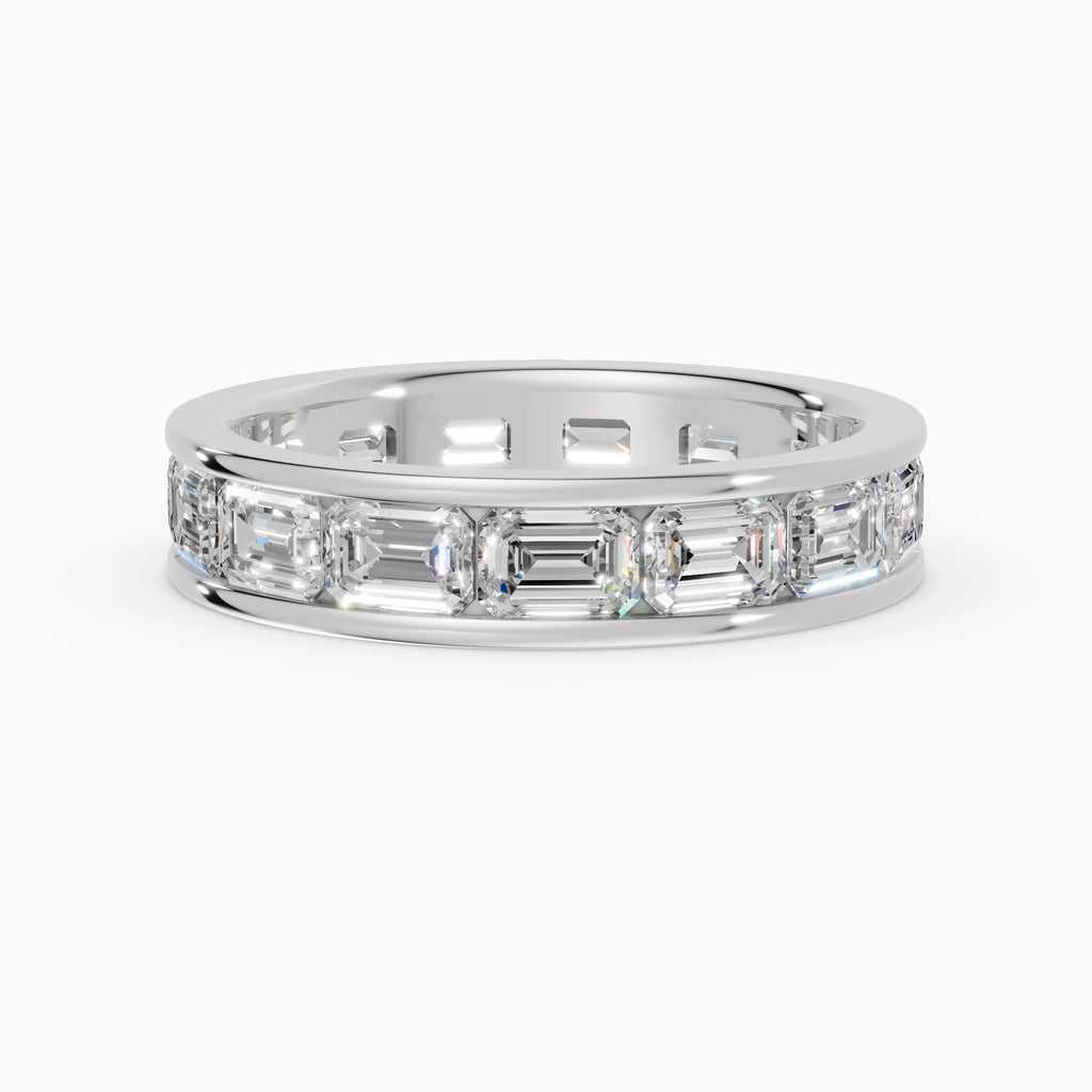 Anillo de compromiso Volta en oro blanco de 4 mm con diamante corte esmeralda 4x2,8 mm
