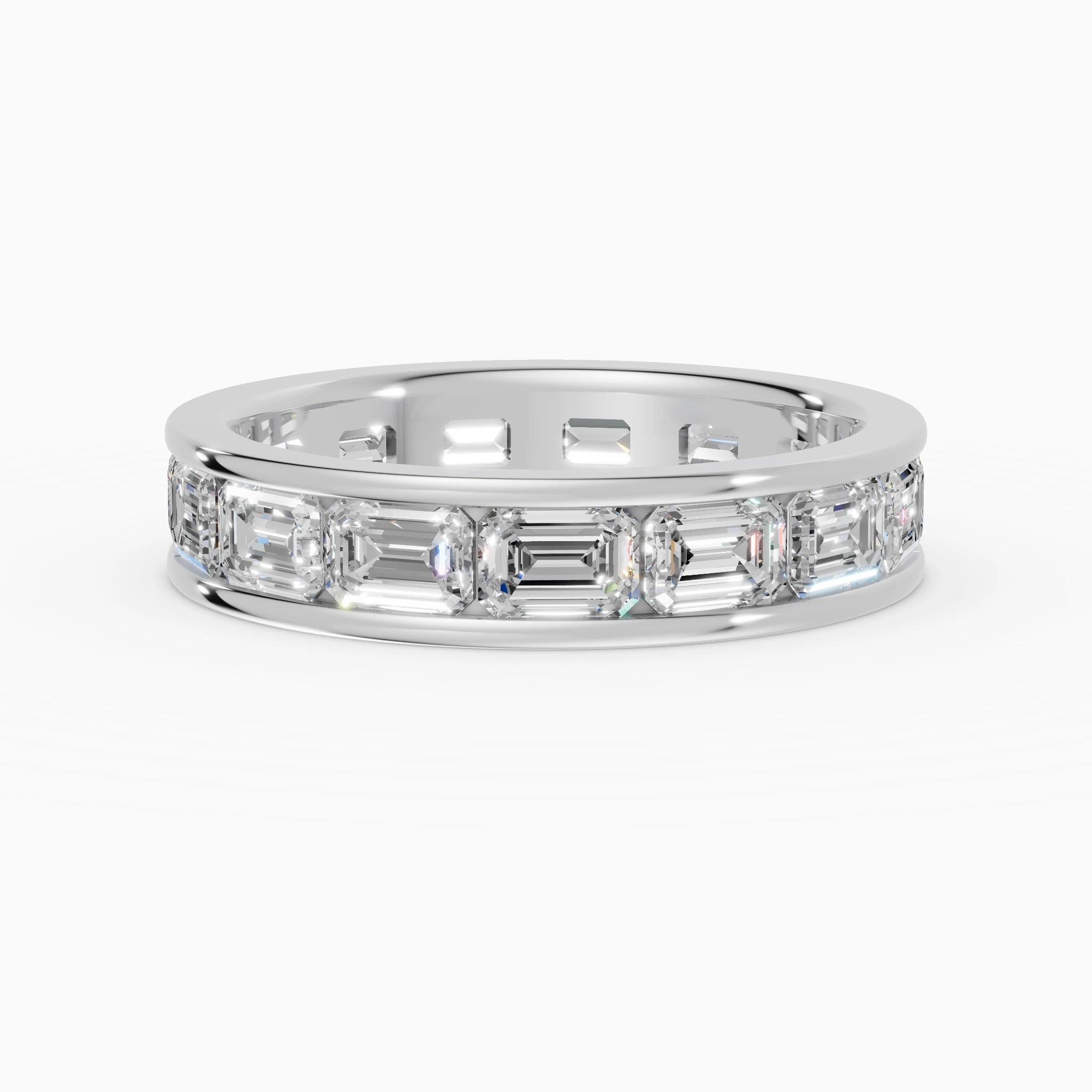 Anillo de compromiso Volta en oro blanco de 4 mm con diamante corte esmeralda 4x2,8 mm