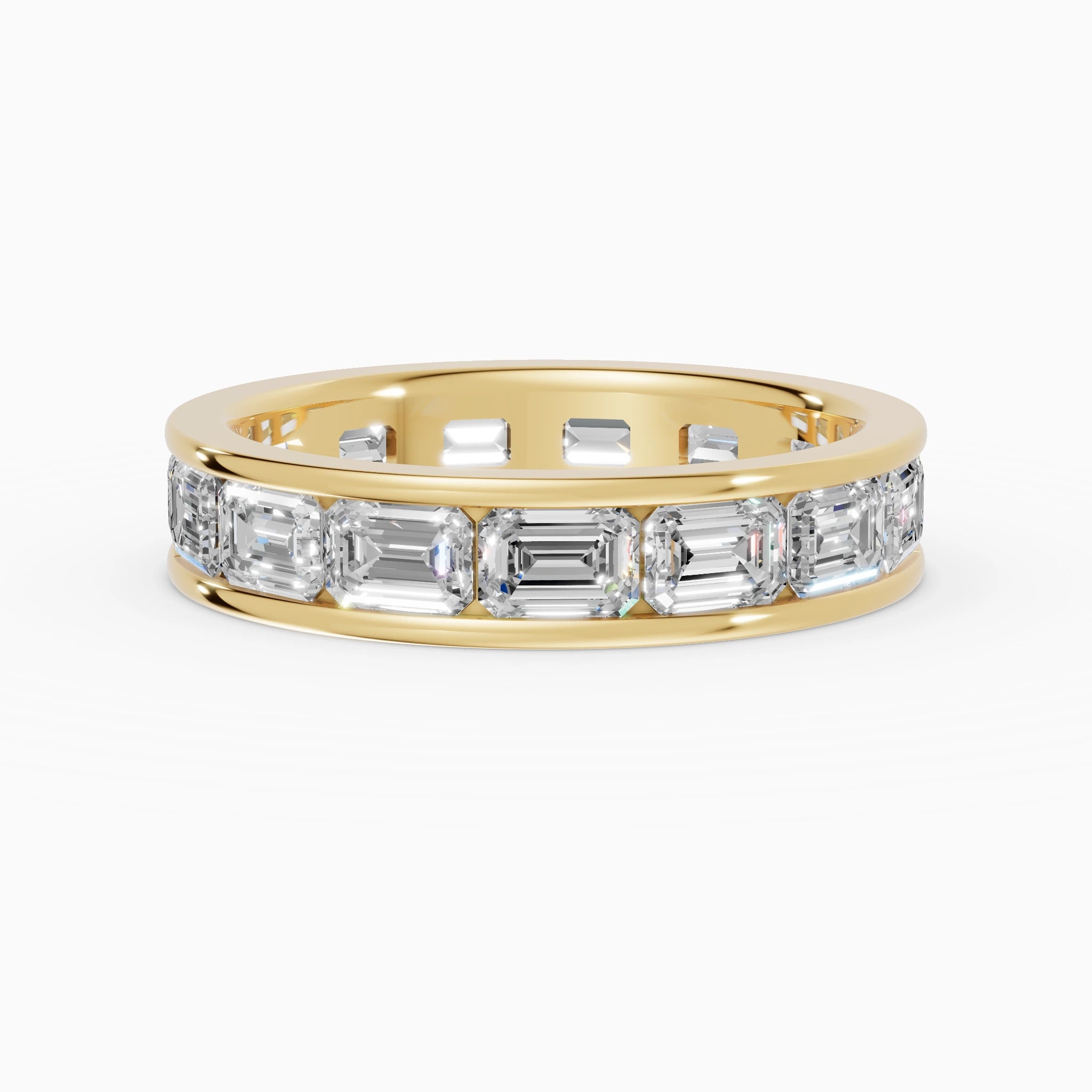 Anillo de compromiso Volta en oro amarillo de 4 mm con diamante corte esmeralda 4x2,8 mm